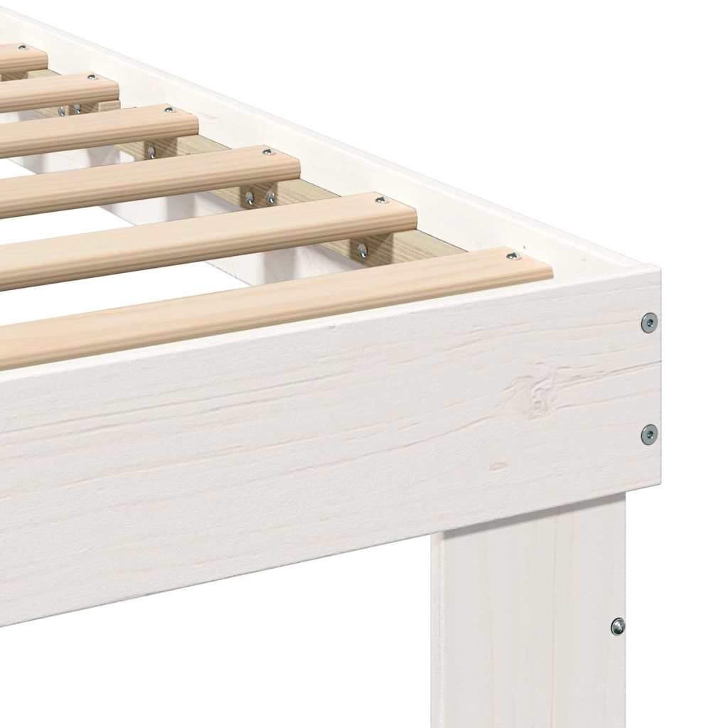 Sengestel Med Hovedgærde Hvid 90 190 Cm Massivt Fyrretræ - Billede 9