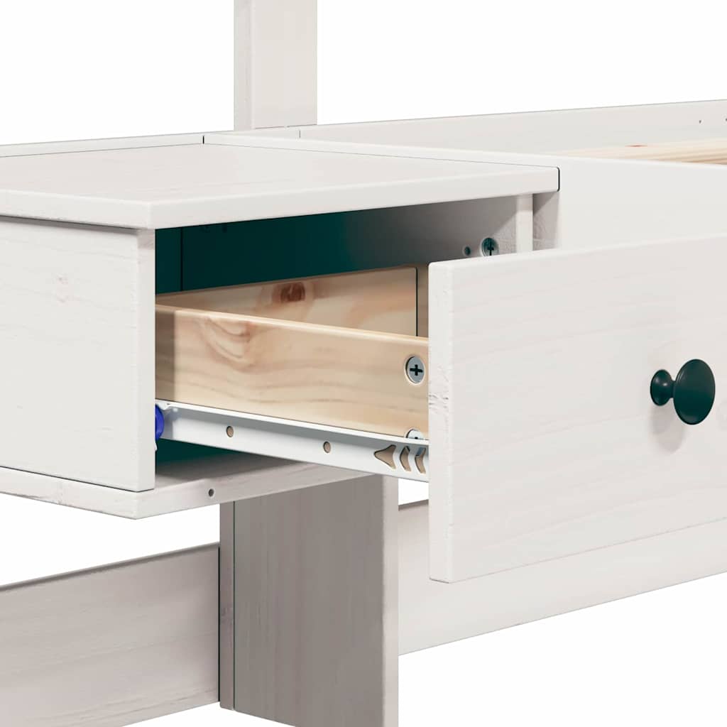 Sengestel Med Hovedgærde Hvid 90 X 190 Cm Massivt Fyrretræ - Billede 10