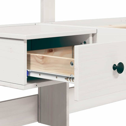 Sengestel Med Hovedgærde Hvid 90 X 190 Cm Massivt Fyrretræ - Billede 10