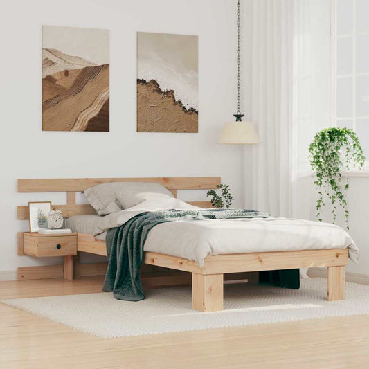 Sengestel Med Hovedgærde Brun 75 190 Cm Massivt Fyrretræ - Hovedbillede