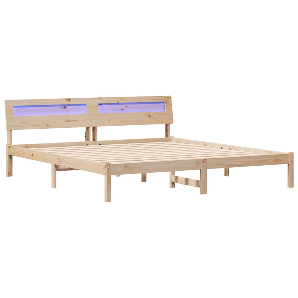 Sengestel Med Hovedgærde Brun 180 X 200 Cm Massivt Fyrretræ - Billede 2