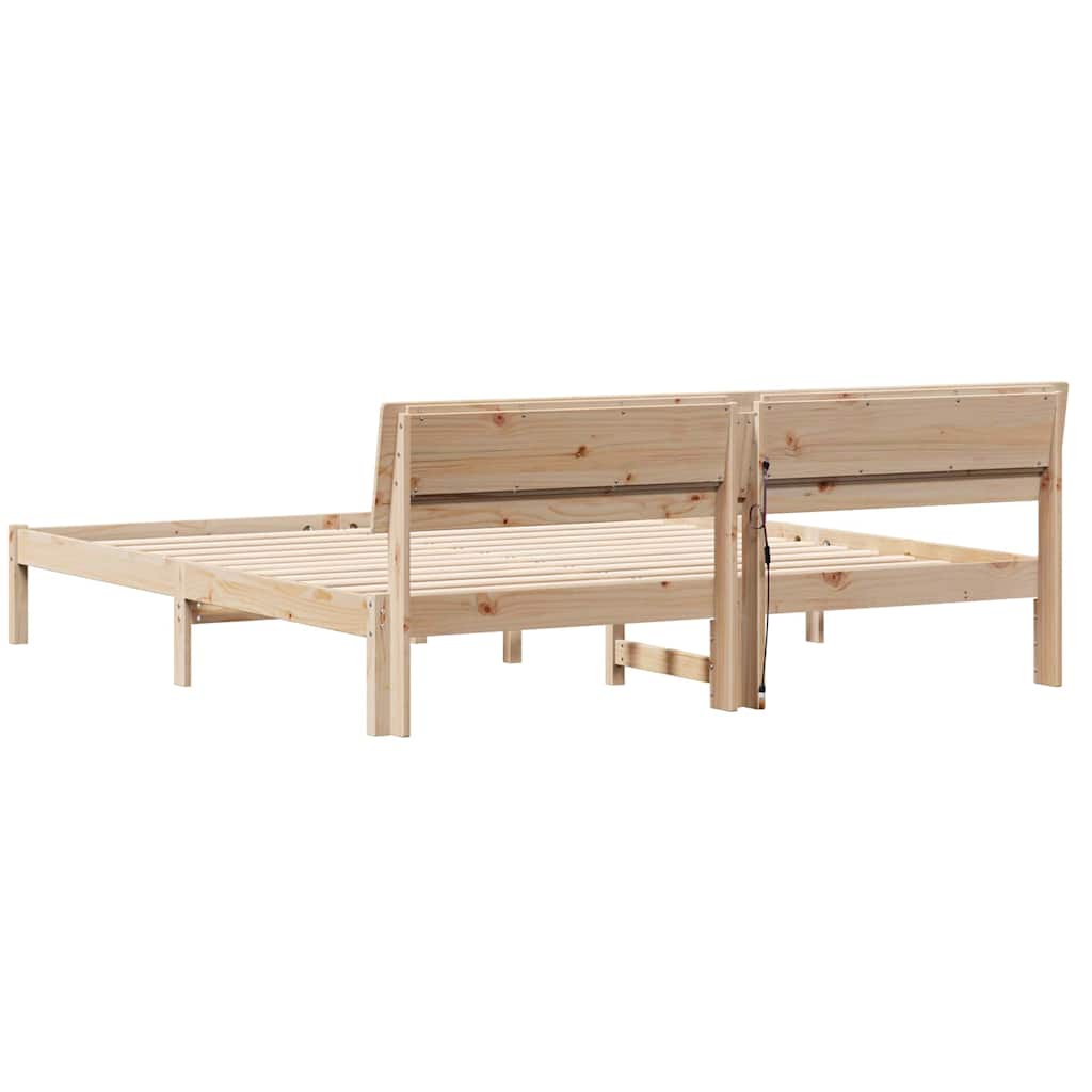 Sengestel Med Hovedgærde Brun 180 X 200 Cm Massivt Fyrretræ - Billede 7