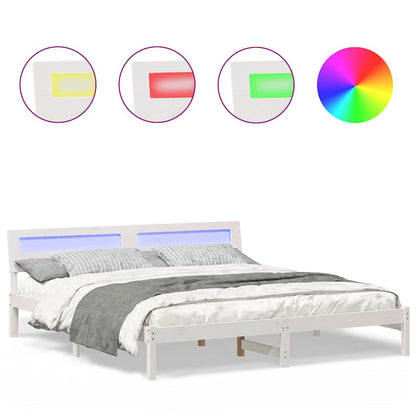 Sengestel Med Hovedgærde Hvid 180 X 200 Cm Massivt Fyrretræ - Billede 4