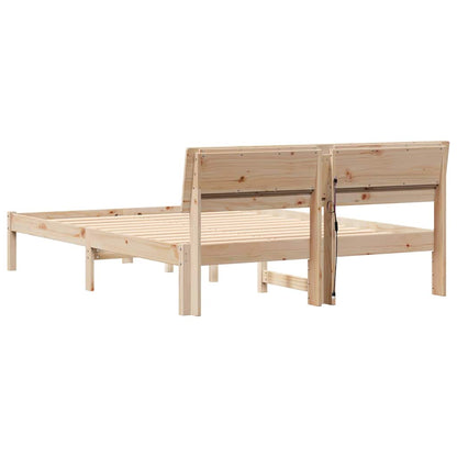 Sengestel Med Hovedgærde Brun 140 190 Cm Massivt Fyrretræ - Billede 7