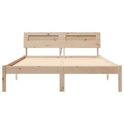 Sengestel Med Hovedgærde Brun 135 190 Cm Massivt Fyrretræ - Billede 5