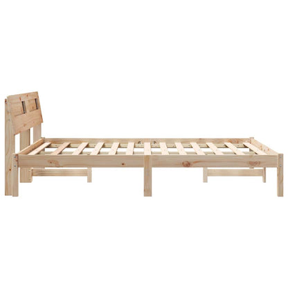 Sengestel Med Hovedgærde Brun 135 190 Cm Massivt Fyrretræ - Billede 6