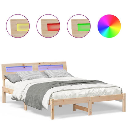 Sengestel Med Hovedgærde Brun 135 X 190 Cm Massivt Fyrretræ - Billede 4