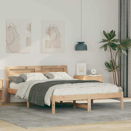 Sengestel Med Hovedgærde Brun 120 190 Cm Massivt Fyrretræ - Hovedbillede