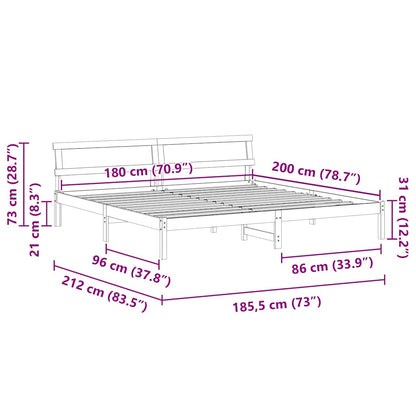 Sengestel Med Hovedgærde Brun 180 X 200 Cm Massivt Fyrretræ - Billede 10