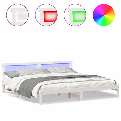 Sengestel Med Hovedgærde Hvid 180 X 200 Cm Massivt Fyrretræ - Billede 4