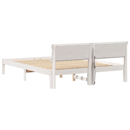 Sengestel Med Hovedgærde Hvid 160 200 Cm Massivt Fyrretræ - Billede 7