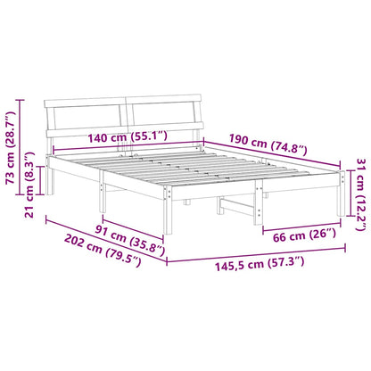 Sengestel Med Hovedgærde Brun 140 190 Cm Massivt Fyrretræ - Billede 10
