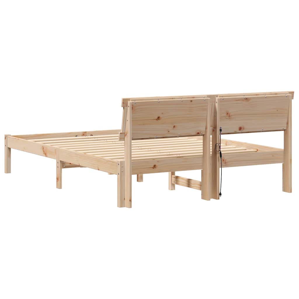 Sengestel Med Hovedgærde Brun 135 190 Cm Massivt Fyrretræ - Billede 7