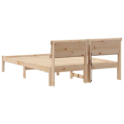 Sengestel Med Hovedgærde Brun 135 190 Cm Massivt Fyrretræ - Billede 7