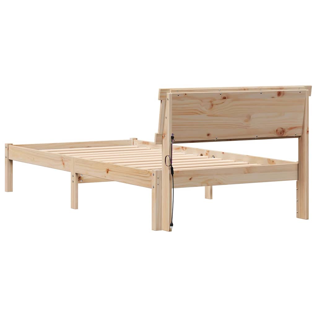 Sengestel Med Hovedgærde Brun 75 190 Cm Massivt Fyrretræ - Billede 7