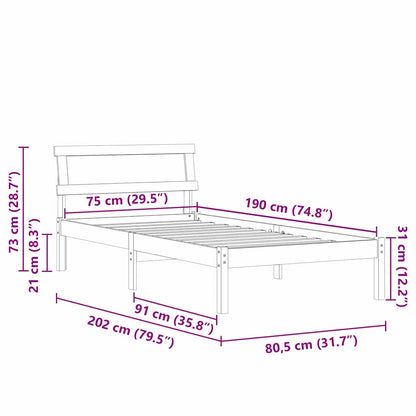 Sengestel Med Hovedgærde Brun 75 X 190 Cm Massivt Fyrretræ - Billede 10