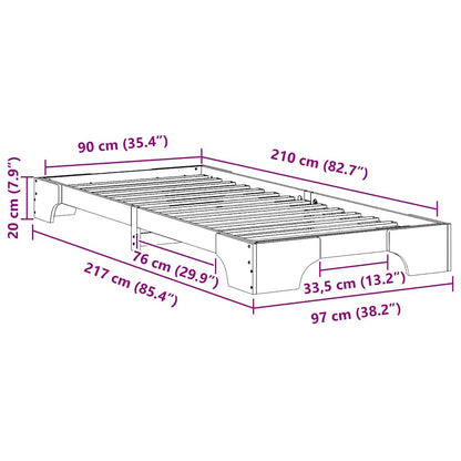 Gulv Seng Ramme Med Opbevaring Hvid Træ - Billede 10