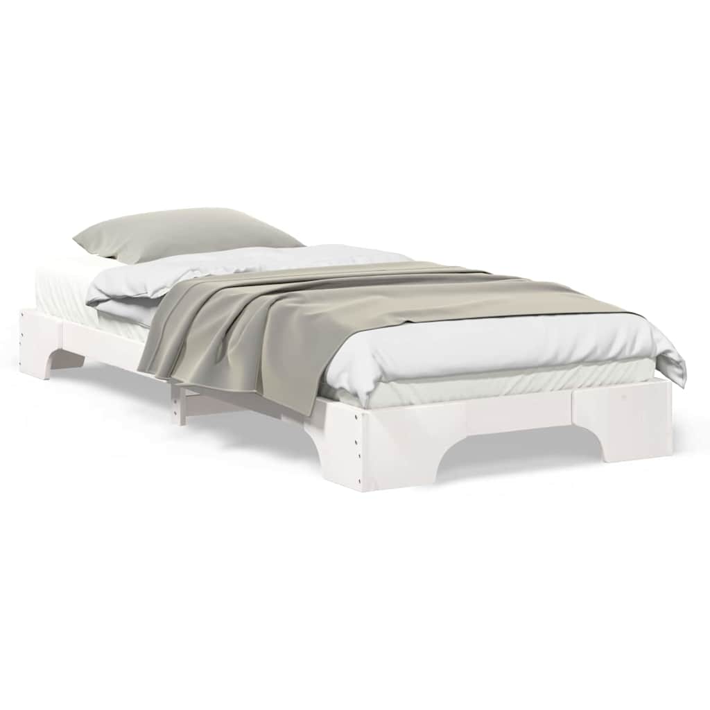 Gulv Seng Ramme Med Opbevaring Hvid Træ - Billede 4