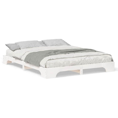 Gulv Seng Ramme Med Opbevaring Hvid Træ - Billede 4