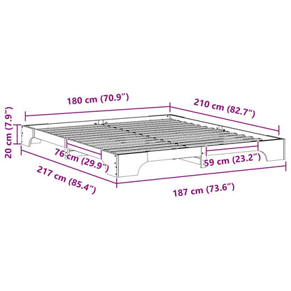 Gulv Seng Ramme Hvid Massivt Fyrretræ - Billede 10
