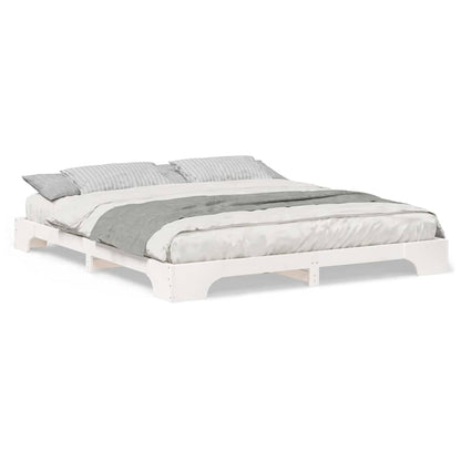 Gulv Seng Ramme Hvid Massivt Fyrretræ - Billede 4