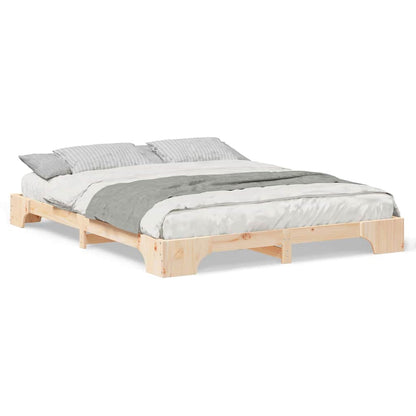 Gulv Seng Ramme Med Opbevaring Brun Massivt Fyrretræ - Billede 4