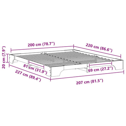 Gulv Seng Ramme Med Opbevaring Hvid Massivt Fyrretræ - Billede 10