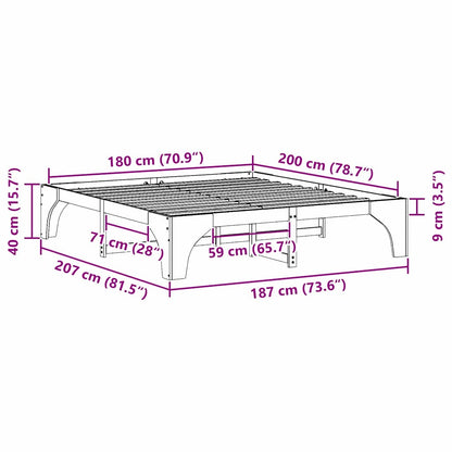 Gulv Seng Ramme Med Opbevaring Hvid Massivt Fyrretræ - Billede 10