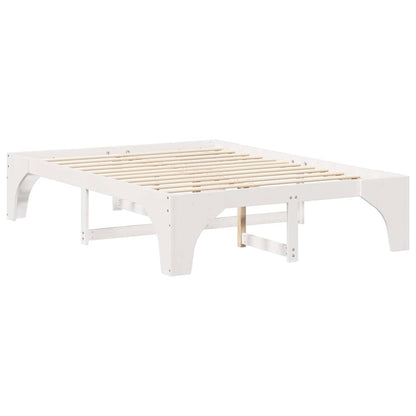 Gulv Seng Ramme Med Opbevaring Hvid Massivt Fyrretræ - Billede 8