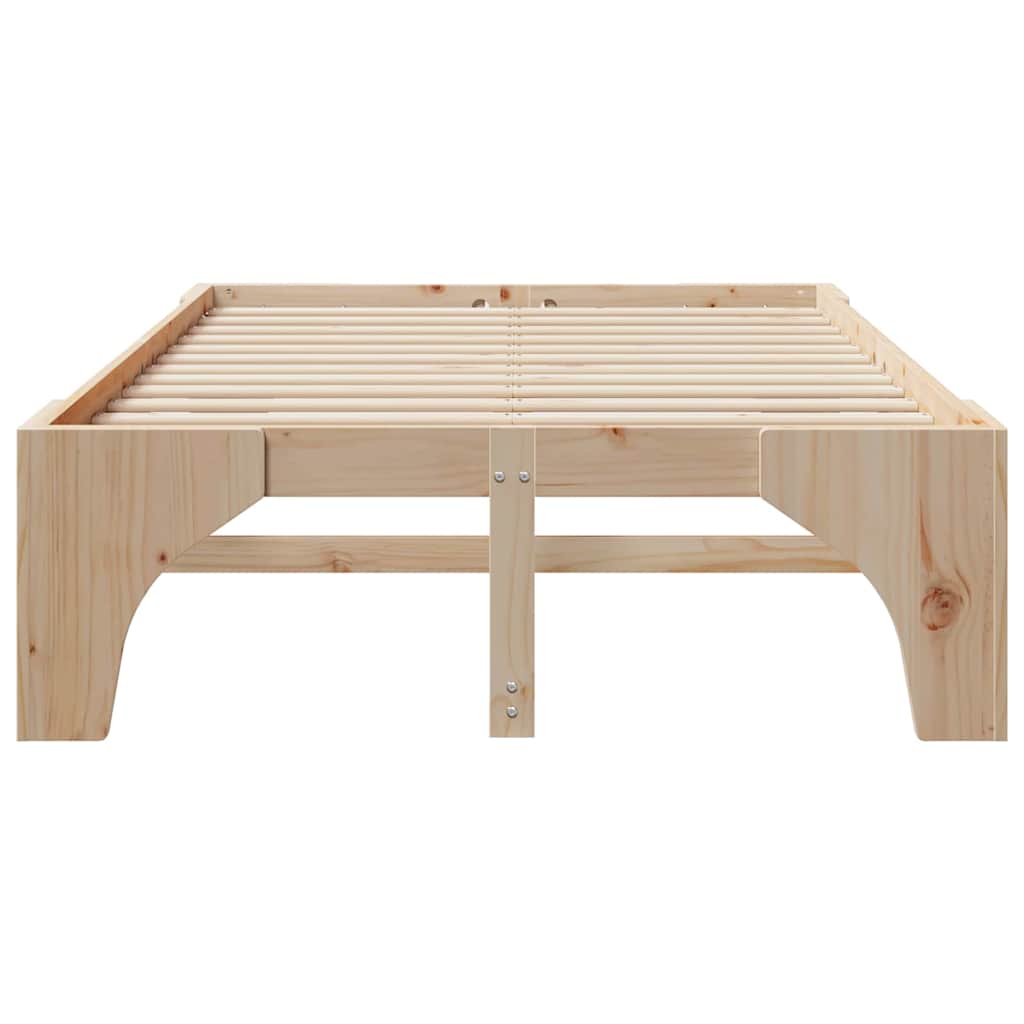 Gulv Seng Ramme Med Opbevaring Brun Massivt Fyrretræ - Billede 6