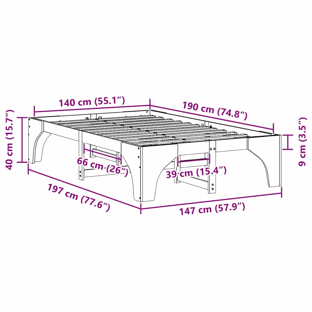 Gulv Seng Ramme Med Opbevaring Brun Massivt Fyrretræ - Billede 10