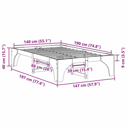 Gulv Seng Ramme Med Opbevaring Brun Massivt Fyrretræ - Billede 10
