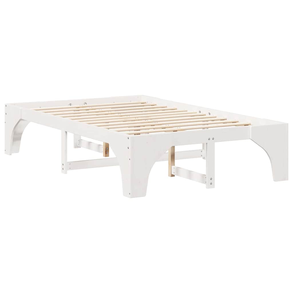 Gulv Seng Ramme Hvid Massivt Fyrretræ - Billede 8