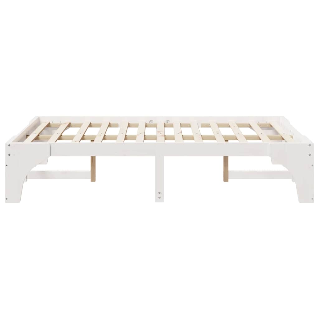 Gulv Seng Ramme Hvid Massivt Fyrretræ - Billede 7