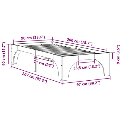Gulv Seng Ramme Med Opbevaring Hvid Massivt Fyrretræ - Billede 10