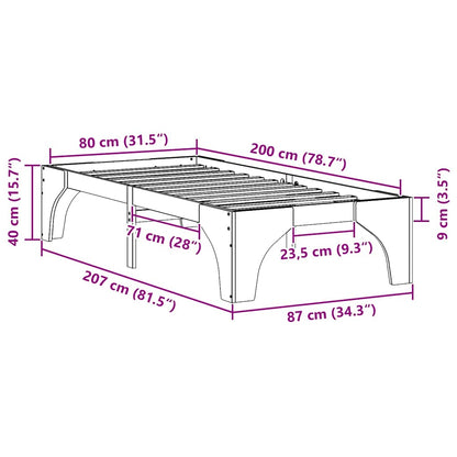 Gulv Seng Ramme Med Opbevaring Brun Massivt Fyrretræ - Billede 10