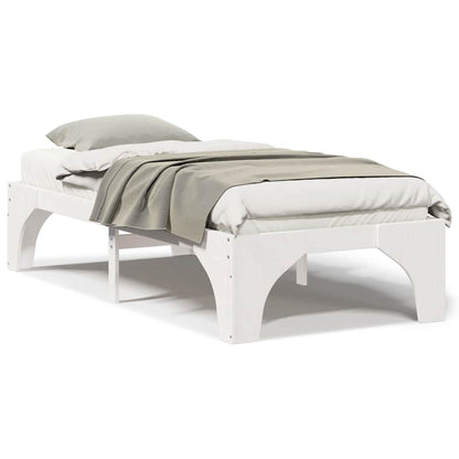 Gulv Seng Ramme Hvid Massivt Fyrretræ - Billede 4