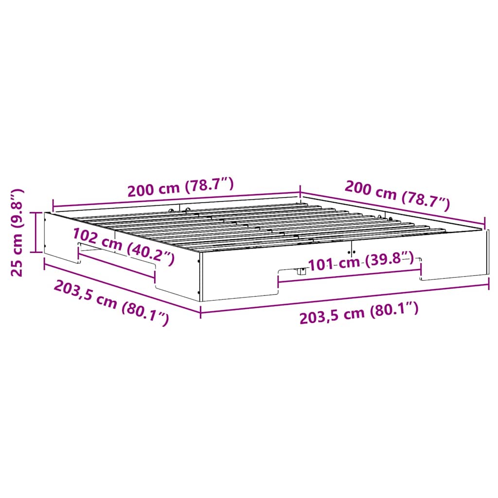 Gulv Seng Ramme Med Opbevaring Brun Massivt Fyrretræ - Billede 10