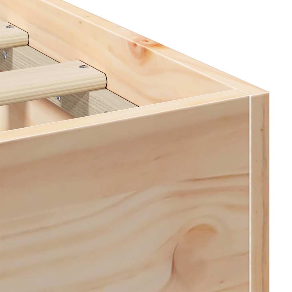 Gulv Seng Ramme Med Opbevaring Brun Massivt Fyrretræ - Billede 9