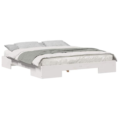 Gulv Seng Ramme Hvid Massivt Fyrretræ - Billede 3