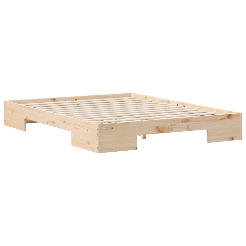 Gulv Seng Ramme Med Opbevaring Brun Massivt Fyrretræ - Billede 2