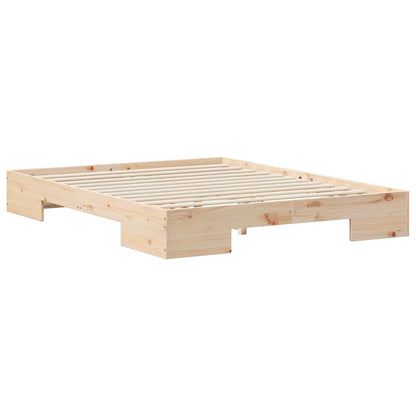 Gulv Seng Ramme Med Opbevaring Brun Massivt Fyrretræ - Billede 2