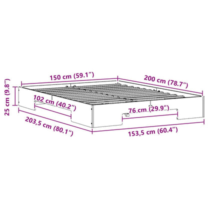 Gulv Seng Ramme Med Opbevaring Hvid Massivt Fyrretræ - Billede 10