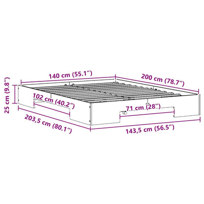 Gulv Seng Ramme Med Opbevaring Hvid Massivt Fyrretræ - Billede 10