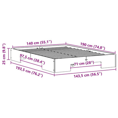Gulv Seng Ramme Med Opbevaring Hvid Massivt Fyrretræ - Billede 10