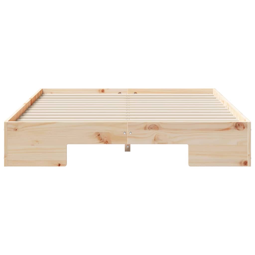 Gulv Seng Ramme Med Opbevaring Brun Massivt Fyrretræ - Billede 6