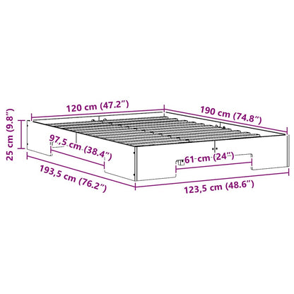 Gulv Seng Ramme Med Opbevaring Brun Massivt Fyrretræ - Billede 10