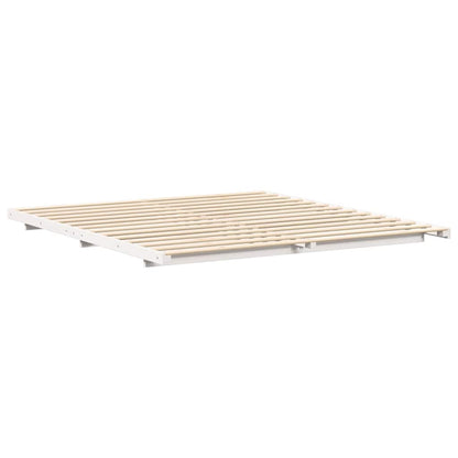 Gulv Seng Ramme Hvid 200 X 200 Cm Massivt Fyrretræ - Billede 2