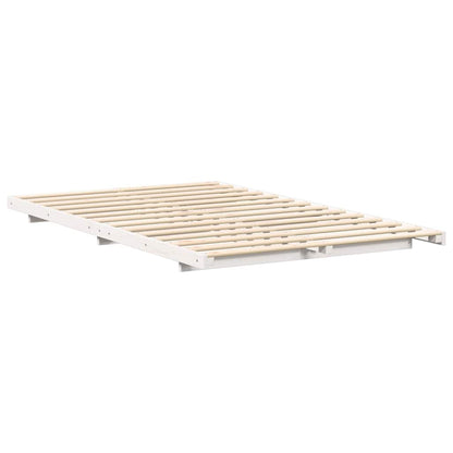 Gulv Seng Ramme Hvid 140 X 190 Cm Massivt Fyrretræ - Billede 8