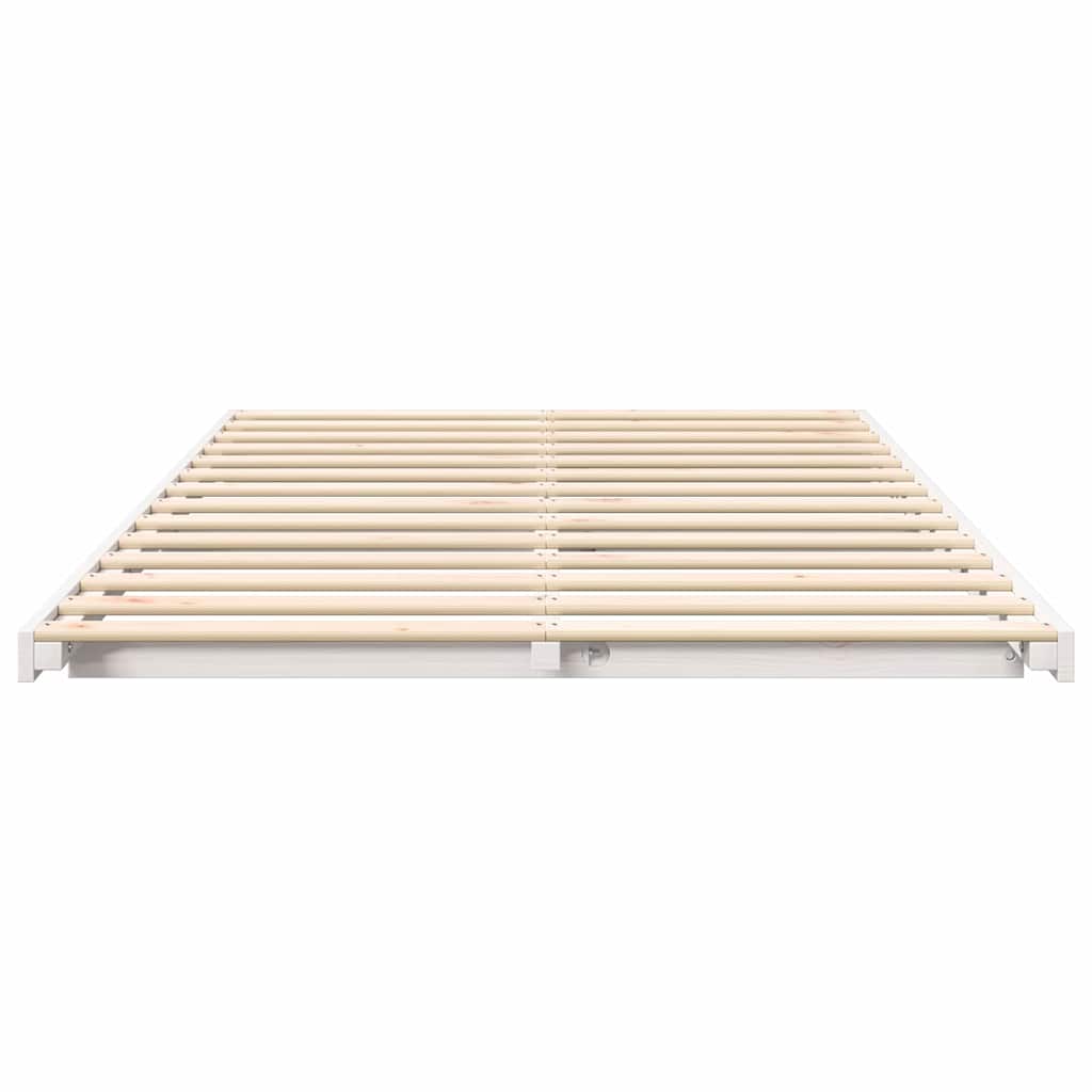 Gulv Seng Ramme Hvid 140 X 190 Cm Massivt Fyrretræ - Billede 6